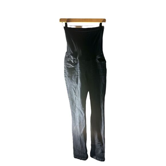 Oh‎ Baby Motherhood Maternity Jeans Full Panel Dark Wash Denim Pants Size M - Picture 1 of 11